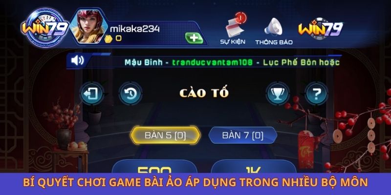 Bí quyết chơi game bài ảo áp dụng trong nhiều bộ môn