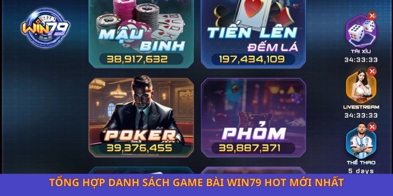 Tổng hợp danh sách game bài Win79 hot mới nhất